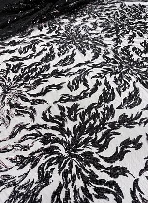 Плательная сетка расшитая пайетками (о) черная - в интернет-магазине тканей Тессутидея арт. 03-7470