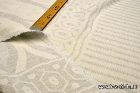 Жаккард купон (1,93м) (н) светло-серый геометрический орнамент на айвори - итальянские ткани Тессутидея арт. 01-4735