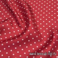 Шелк твил (н) белый горох на темно-красном в стиле Valentino - итальянские ткани Тессутидея арт. 10-2000