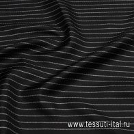 Шелк твил дабл (н) черно-белая полоска/клетка - итальянские ткани Тессутидея арт. 10-3581