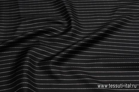 Шелк твил дабл (н) черно-белая полоска/клетка - итальянские ткани Тессутидея арт. 10-3581