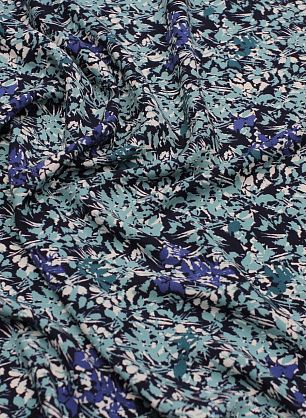 Плательная вискоза (н) бело-сине мятная растительная абстракция - в интернет-магазине тканей Тессутидея арт. 04-1616