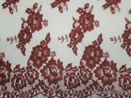 Кружевное полотно (н) бежево-бордовое Solstiss - итальянские ткани Тессутидея арт. 03-5382