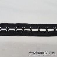 Крючок декоративный на черной тесьме со стразами - итальянские ткани Тессутидея арт. F-3542