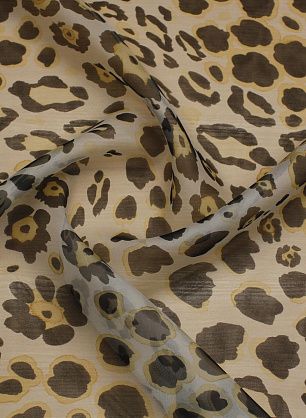 Органза (н) черно-бежевый хищный принт на белом - в интернет-магазине тканей Тессутидея арт. 10-3921