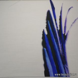 Плательная стрейч (н) черно-сиреневая абстракция на сером - итальянские ткани Тессутидея арт. 03-5500