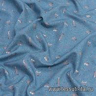Микровельвет (н) растительный рисунок и белки на светло-синем - итальянские ткани Тессутидея арт. 01-6842