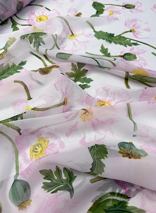 Шифон (н) маки на светло-розовом - в интернет-магазине тканей Тессутидея арт. 03-7496