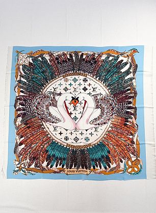 Шелк твил купон-платок 90*90см лебеди на голубом - в интернет-магазине тканей Тессутидея арт. F-7208