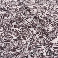 Плательная вискоза (н) коричневые зебры на белом - итальянские ткани Тессутидея арт. 04-1478