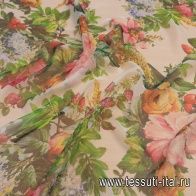 Шифон (н) ягодно-цветочный рисунок на белом в стиле D&G - итальянские ткани Тессутидея арт. 10-2412