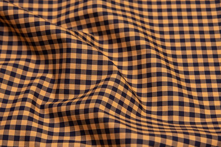 Сорочечная (н) сине-оранжевая клетка - итальянские ткани Тессутидея арт. 01-6170