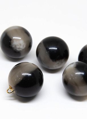 Пуговица пластик на ножке d-26мм серо-черная сфера - итальянские ткани Тессутидея F-4560