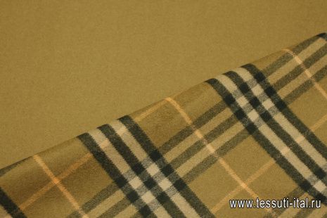 Пальтовая дабл шерсть двухслойная (н) клетка на кэмел - итальянские ткани Тессутидея арт. 09-2135