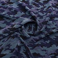 Крепдешин (н) сине-черный рисунок на темно-бирюзовом  - итальянские ткани Тессутидея арт. 10-4136