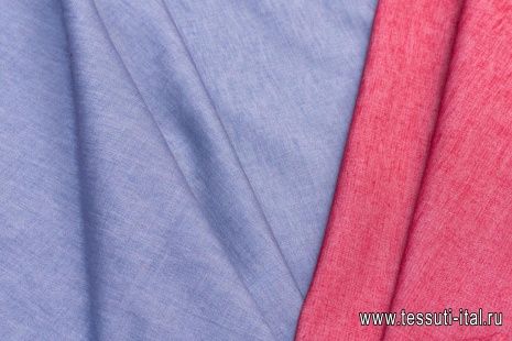 Хлопок стрейч дабл (о) красный/светло-сине-серый - итальянские ткани Тессутидея арт. 01-5305