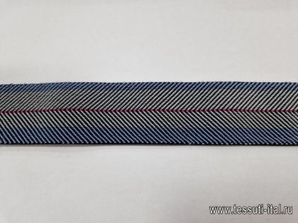 Резинка ш-4см серо-голубая с розовой полосой - итальянские ткани Тессутидея арт. F-5861