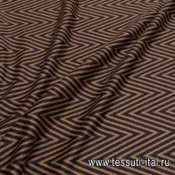 Пальтовая дабл (н) черно-коричневый геометрический орнамент - итальянские ткани Тессутидея арт. 09-1999