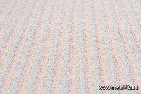 Жаккард стрейч (н) разноцветный принт на белом - итальянские ткани Тессутидея арт. 03-6754