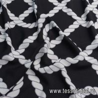 Шелк жаккард (н) морские канаты на черном - итальянские ткани Тессутидея арт. 10-2641