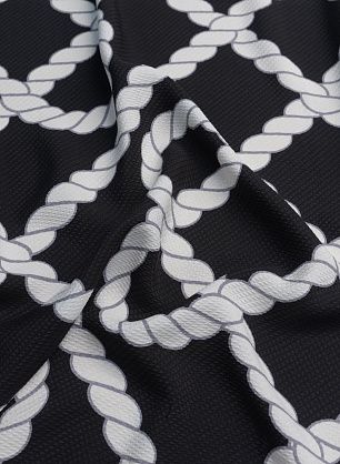 Шелк жаккард (н) морские канаты на черном - в интернет-магазине тканей Тессутидея арт. 10-2641