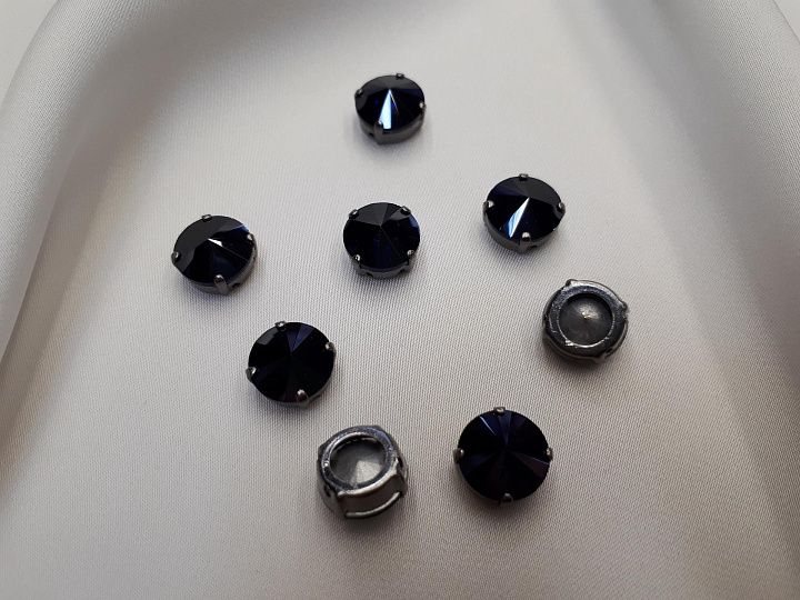 Стразы пришивные синие Swarovski d-12мм - итальянские ткани Тессутидея арт. F-4024