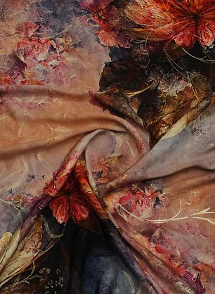 Шелк жаккард с люрексом (н) крупный цветочный рисунок на фиолетово-розовом - в интернет-магазине тканей Тессутидея арт. 10-3910