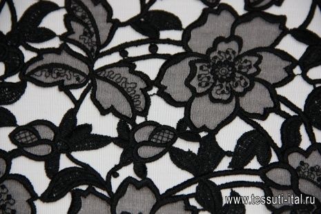 Вышивка на органзе (о) черная ш-70см Valentino - итальянские ткани Тессутидея арт. 03-3516