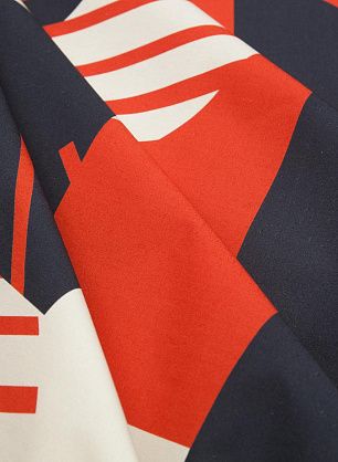 Плательная (н) красно-черно-бежевый крупный орнамент - в интернет-магазине тканей Тессутидея арт. 01-4457