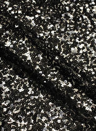 Плательная сетка расшитая квадратными пайетками (о) черная - в интернет-магазине тканей Тессутидея арт. 03-7436