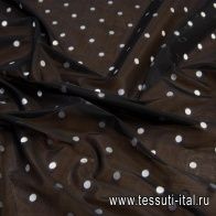 Органза (н) белый горох на черном - итальянские ткани Тессутидея арт. 03-6283