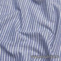 Лен (н) сине-белая поперечная полоска - итальянские ткани Тессутидея арт. 16-0637