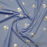 Плательная (н) серые цветы из пайеток на голубом - итальянские ткани Тессутидея арт. 03-7109