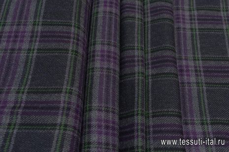 Костюмная (н) серо-зелено-фиолетовая клетка - итальянские ткани Тессутидея арт. 05-4217