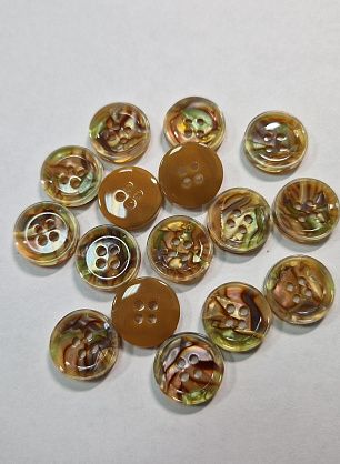 Пуговица пластик 4 прокола d-15мм бежевая с акварельным рисунком - итальянские ткани Тессутидея.