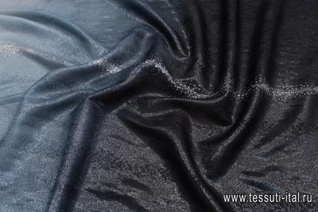 Шелк с люрексом купон (1,1м) (н) серо-черно-синий принт "кожа ската" - итальянские ткани Тессутидея арт. 10-2975