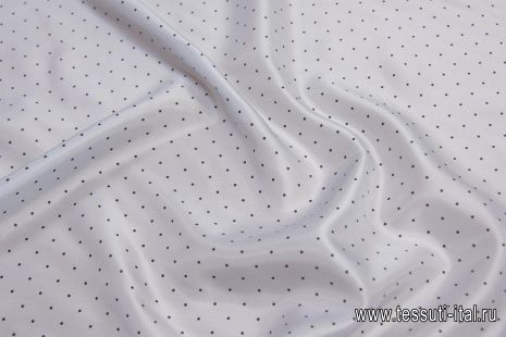 Подкладочная вискоза диагональ (н) черный горох на светло-сером - итальянские ткани Тессутидея арт. 08-1204