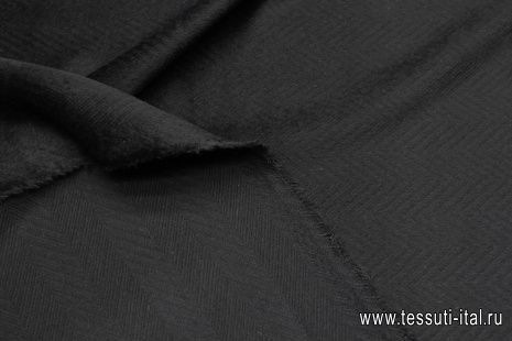 Пальтовая фактурная (о) черная - итальянские ткани Тессутидея арт. 09-2065