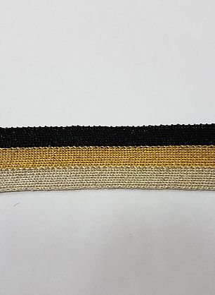 Тесьма лампас трикотажная с люрексом (н) бежево-черная ш-3см  - в интернет-магазине тканей Тессутидея арт. F-3498