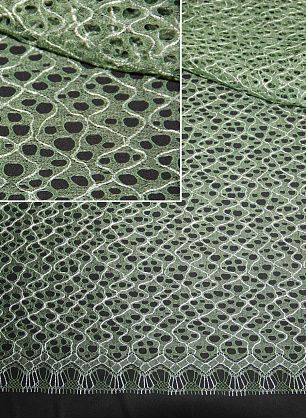 Кружево с люрексом (н) светло-зеленое Solstiss ш-95см - в интернет-магазине тканей Тессутидея арт. 03-3028