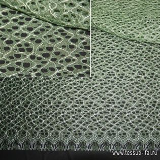 Кружево с люрексом (н) светло-зеленое Solstiss ш-95см - итальянские ткани Тессутидея арт. 03-3028