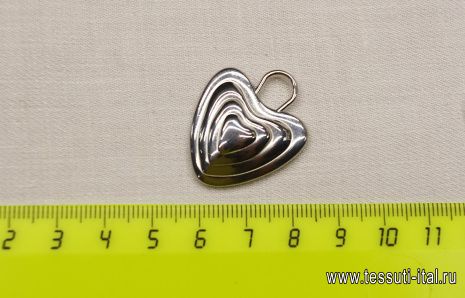Декоративный элемент d-22мм серебряное сердце - итальянские ткани Тессутидея арт. F-6363
