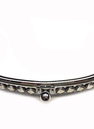 Застежка-фермуар для сумки металл серебро со стразами 22см - в интернет-магазине тканей Тессутидея арт. F-3425