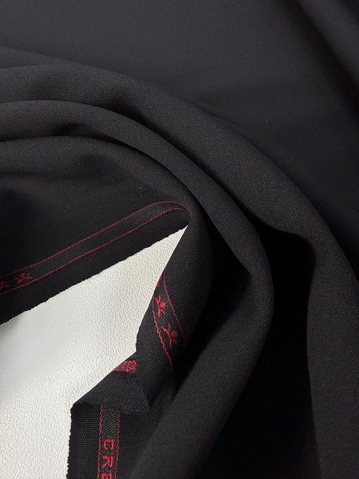 Костюмная шерсть дабл фейс стрейч (о) черная - итальянские ткани Тессутидея арт. 05-5155