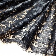 Кружевное полотно ламинированное (о) черное - итальянские ткани Тессутидея арт. 03-5718
