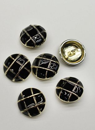 Пуговица металл золото на ножке d-22мм черно-золотая - итальянские ткани Тессутидея F-7024