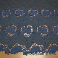 Плательная под джинсу с вышивкой (н) сине-голубая ш-130см - итальянские ткани Тессутидея арт. 01-3311