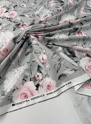 Хлопок (н) цветочный рисунок на сером - в интернет-магазине тканей Тессутидея арт. 01-8044