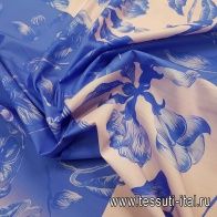 Хлопок купон (1м) (н) голубой цветочный орнамент на розово-голубом - итальянские ткани Тессутидея арт. 01-5184
