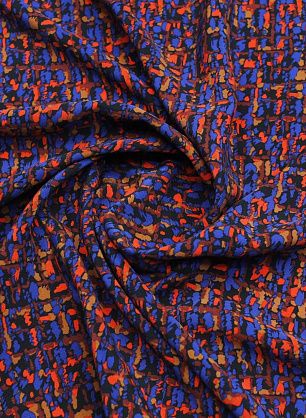 Крепдешин (н) сине-красно-коричневый рисунок - в интернет-магазине тканей Тессутидея арт. 10-4141